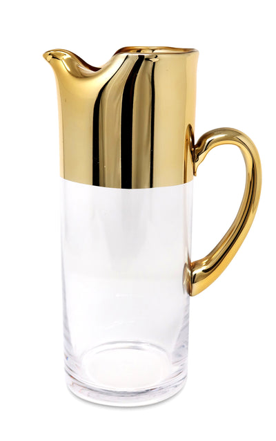 Glass Pitcher with Gold Handle and Top