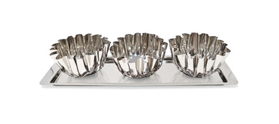 3 Bowl Stainless Steel Relish Dish on Tray, 17.25"L