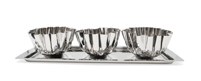 3 Bowl Stainless Steel Relish Dish on Tray, 17.25"L