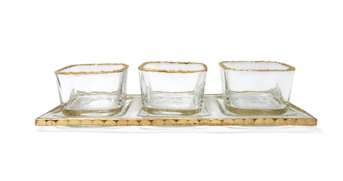 Bowl Relish Dish on Tray with Gold Rim