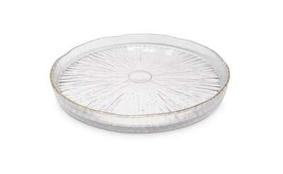 Set of 4 Crystal Glass plates Gold Raised Rim