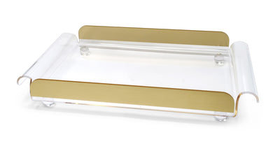 Rectangular Tray With Handles and Gold Sides, on Ball Legs