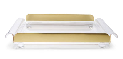 Rectangular Tray With Handles and Gold Sides, on Ball Legs