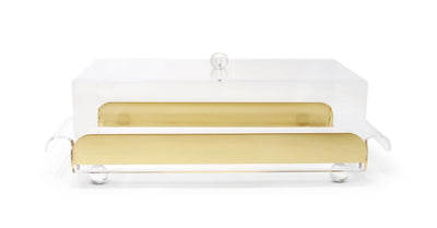 Rectangular Serving Tray with Cover, with Clear Ball Legs and Knob