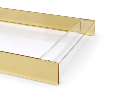 Rectangular Acrylic Tray with 2 Gold Sides, 17.75"L