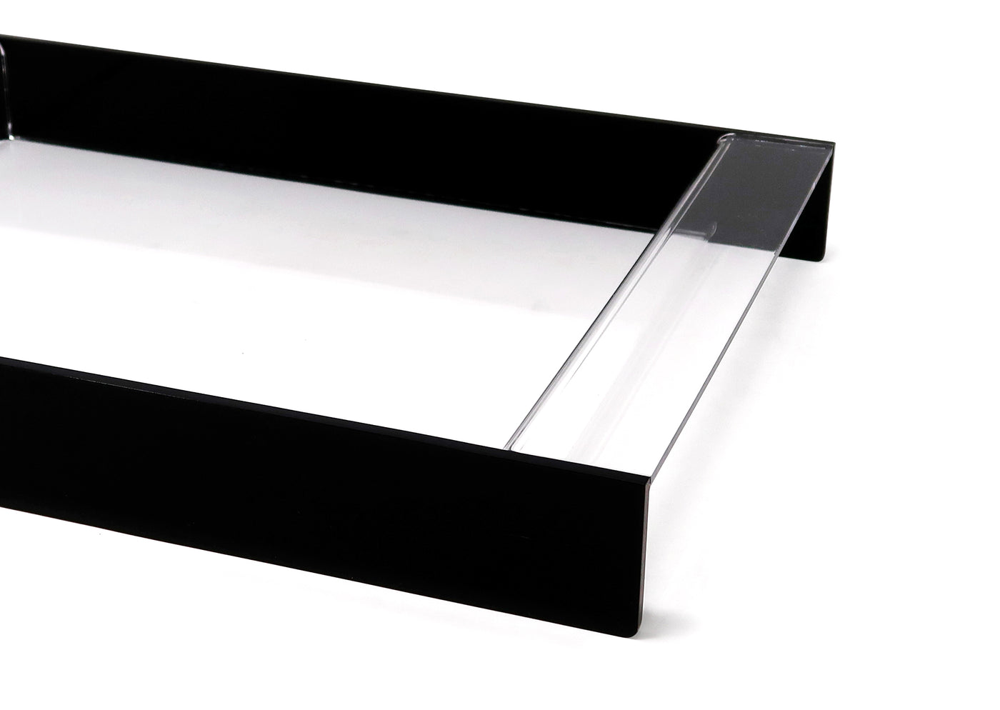 Rectangular Acrylic Tray with 2 Gold Sides, 17.75"L