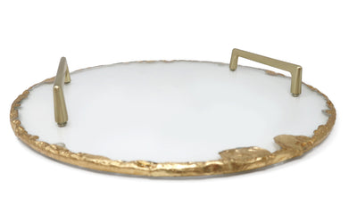 Glass Tray with Gold Rim and Handles