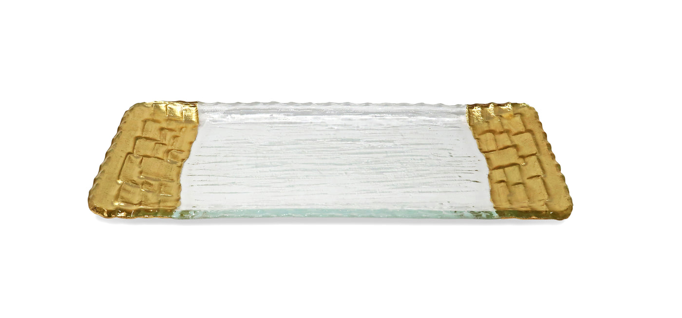 Glass Tray with Gold Foil Rim