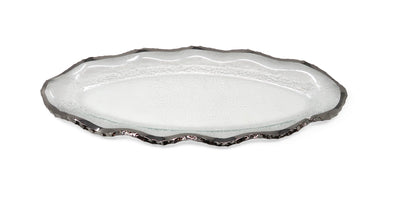 Glass Plate with Silver Scalloped Rim