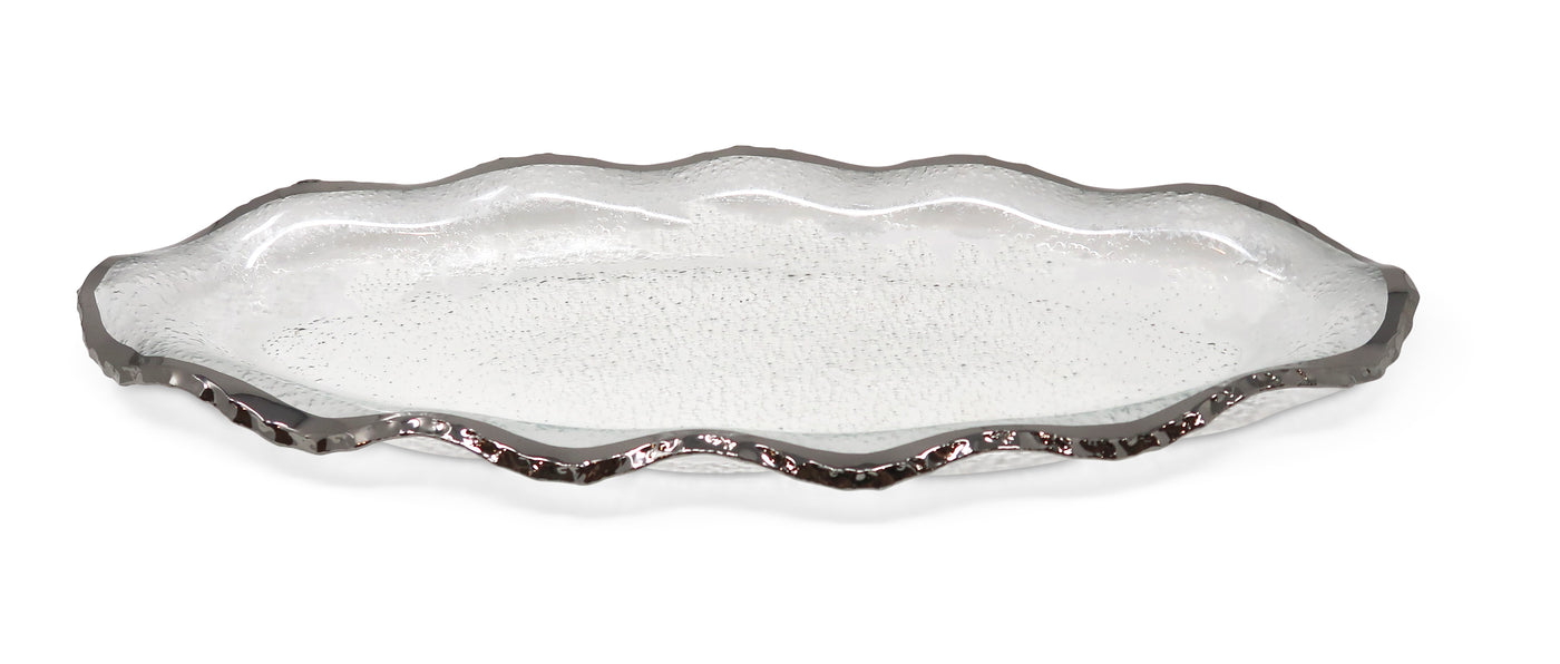 Glass Plate with Silver Scalloped Rim