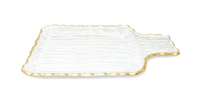 Glass Square Tray with Gold Border