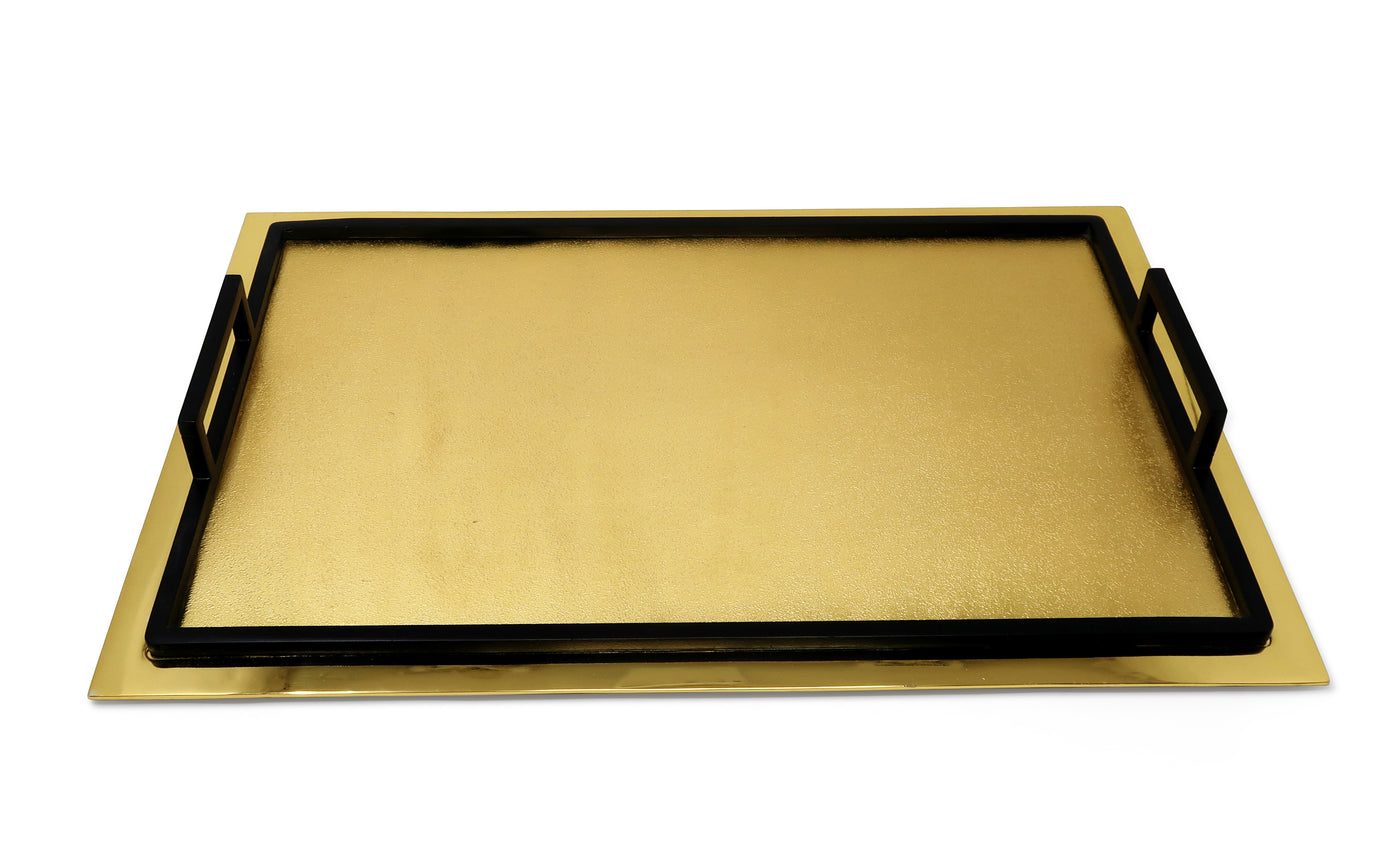 Serving Tray with Handles and Matte Textured Design