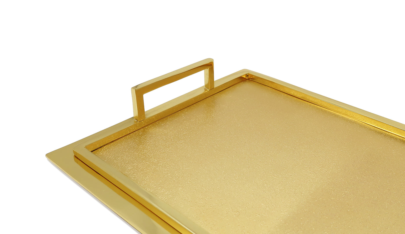 Serving Tray with Handles and Matte Textured Design