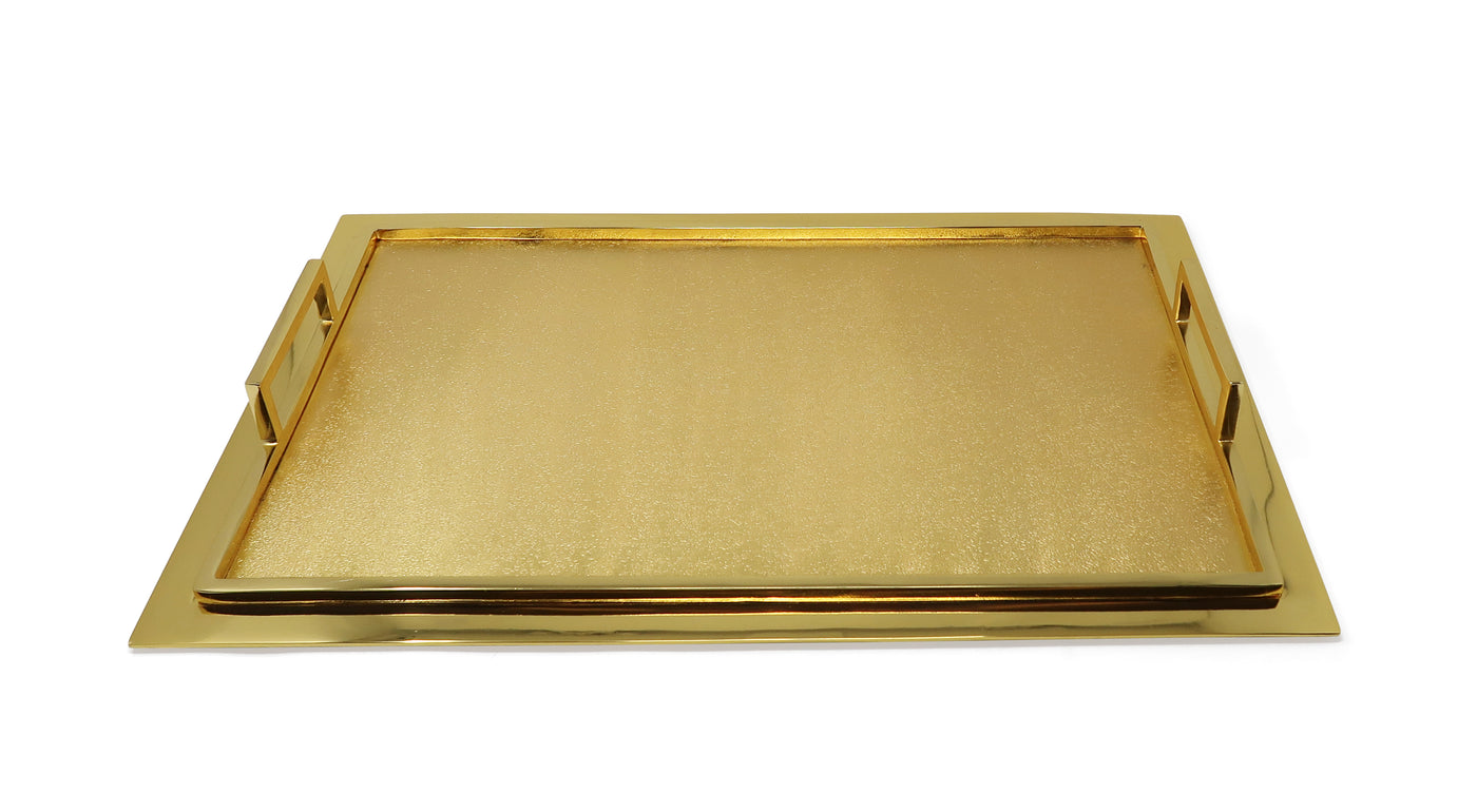 Serving Tray with Handles and Matte Textured Design