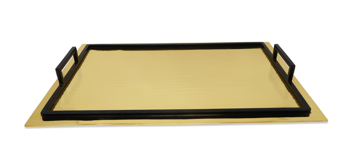 Serving Tray with Handles and Glossy Textured Design