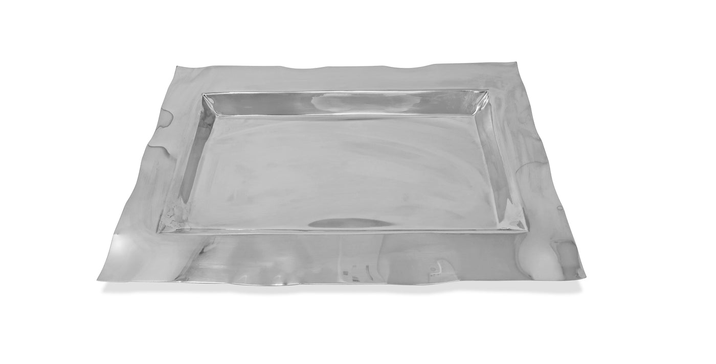 Stainless Steel Tray with Wavy Edge, 17.75"L