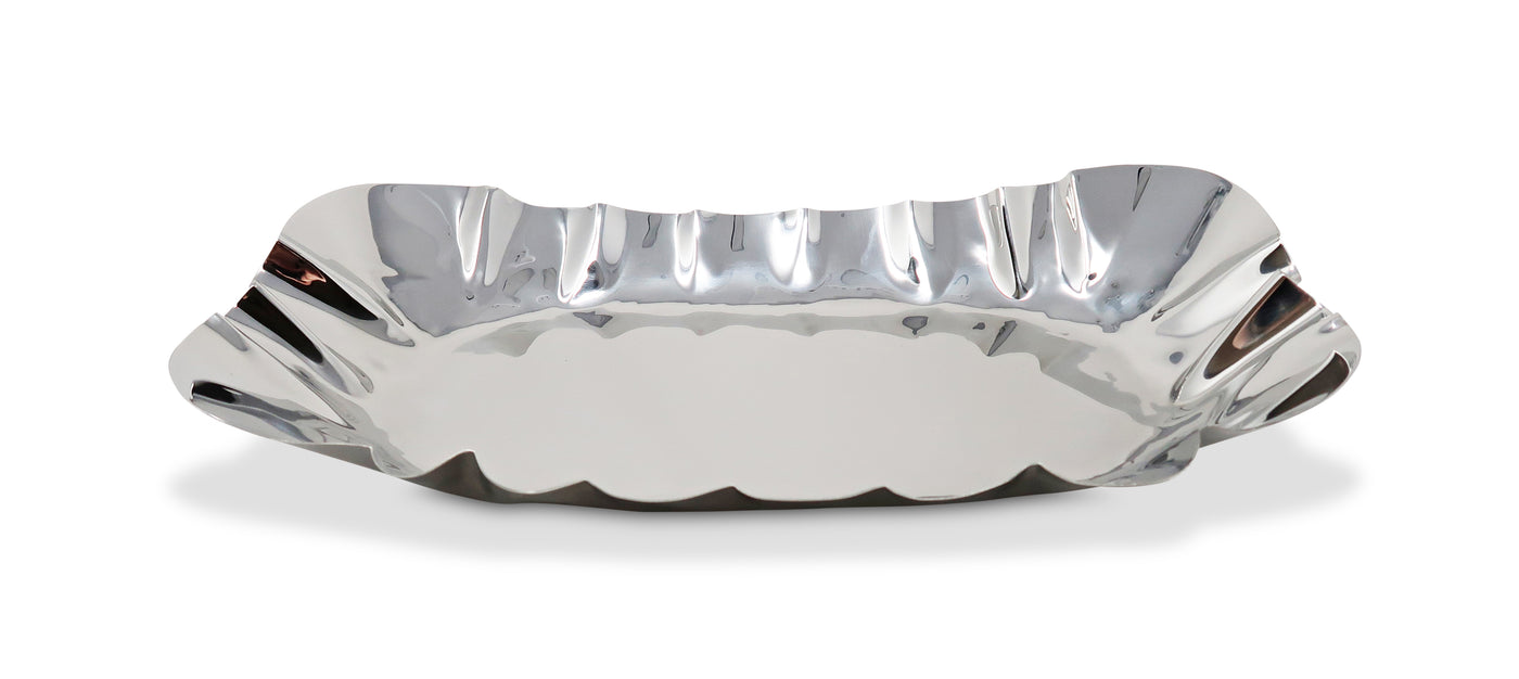 Stainless Steel Hammered Serving Tray, 17.25"L