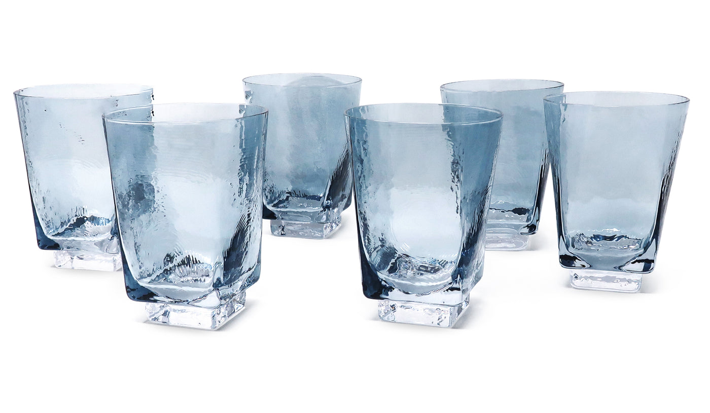 Falaq Set of 6 Wine Glasses, Hammered Blue - Yahoo Shopping