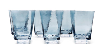 Set of 6 Hammered Blue Glasses