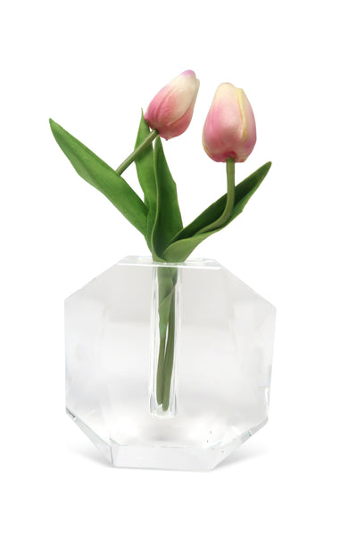 Crystal Bud Vase with a Dimensional Design, 5"H