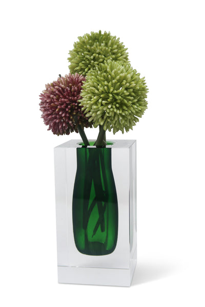 Double Wall Crystal Bud Vase Colored Inner