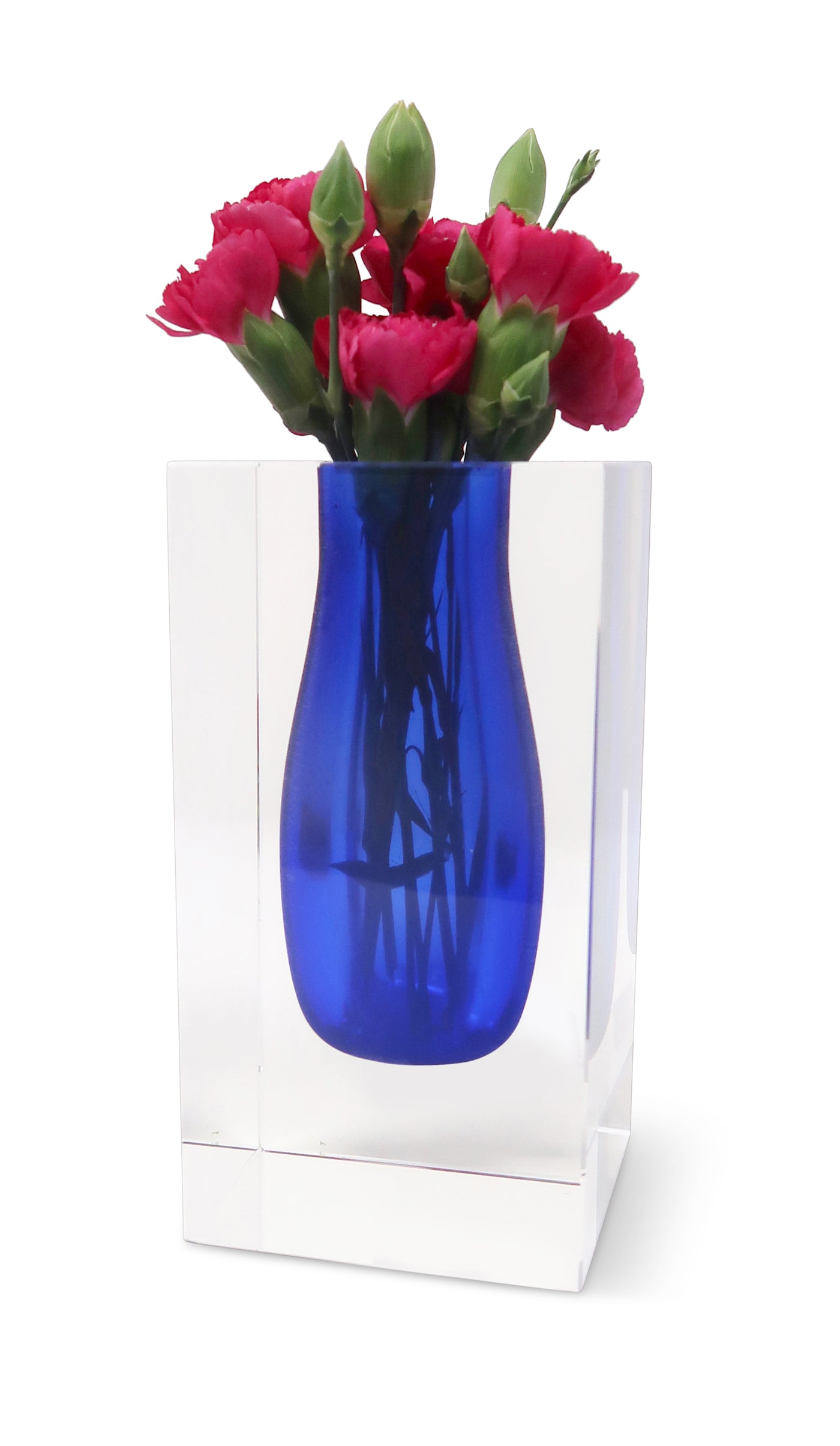 Double Wall Crystal Bud Vase Colored Inner