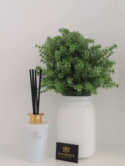 White Bottle Gold Cap Reed Diffuser, "Zen Tea" Scent