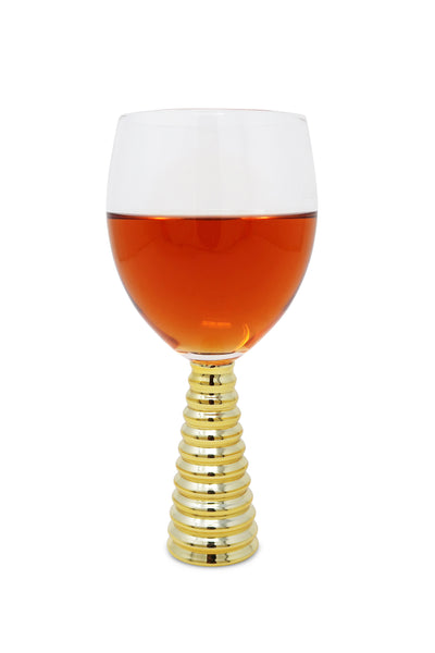Set of 6 Water Glasses with Gold Design Stem