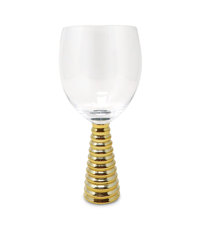 Set of 6 Water Glasses with Gold Design Stem