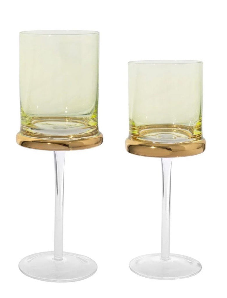 Set of 6 Square Glasses with Gold Ring