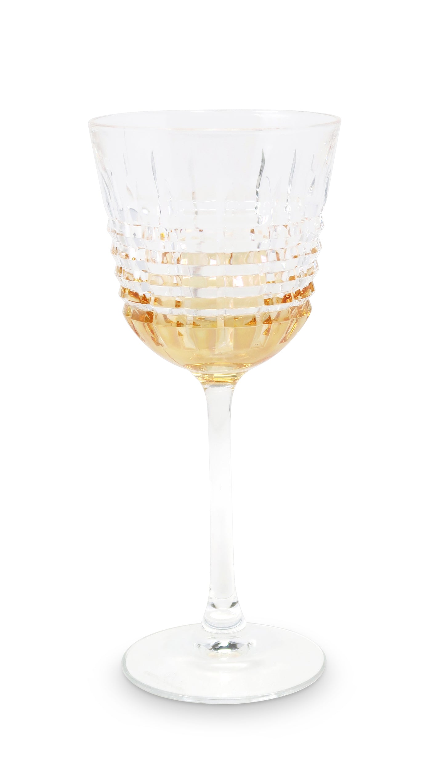 Liscio Ottico - Elegant Set of 6 Glass Glasses with Amber Shade on Bottom