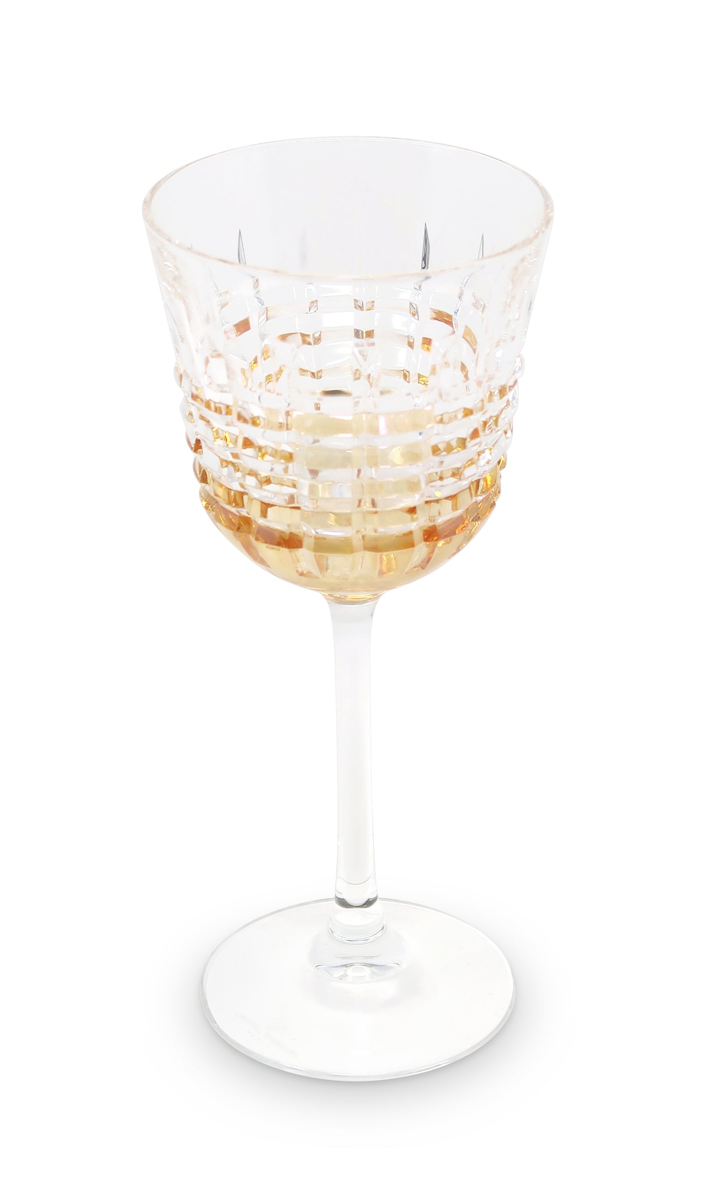 Liscio Ottico - Elegant Set of 6 Glass Glasses with Amber Shade on Bottom