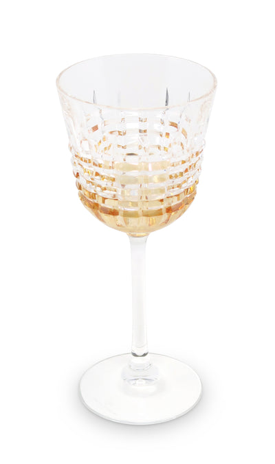 Liscio Ottico - Elegant Set of 6 Glass Glasses with Amber Shade on Bottom