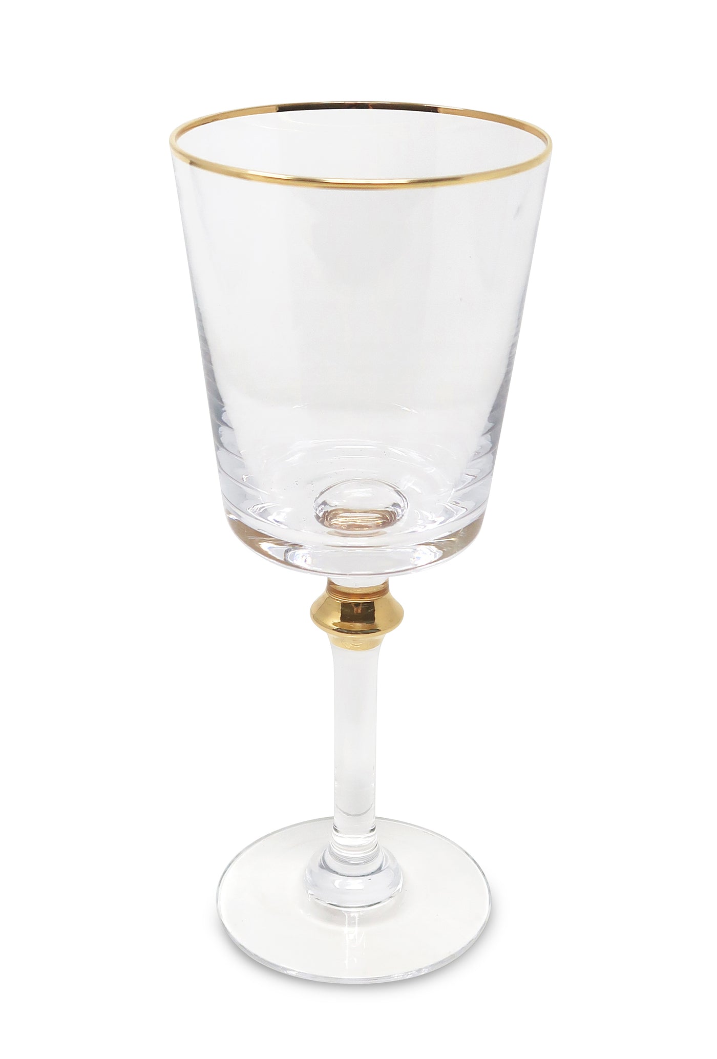 Set of 6 Water Glasses with Gold rim and on Stem