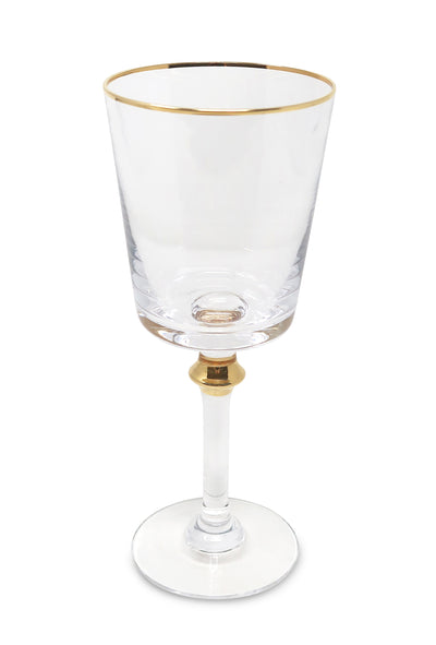 Set of 6 Glasses with Gold Rim and on Stem