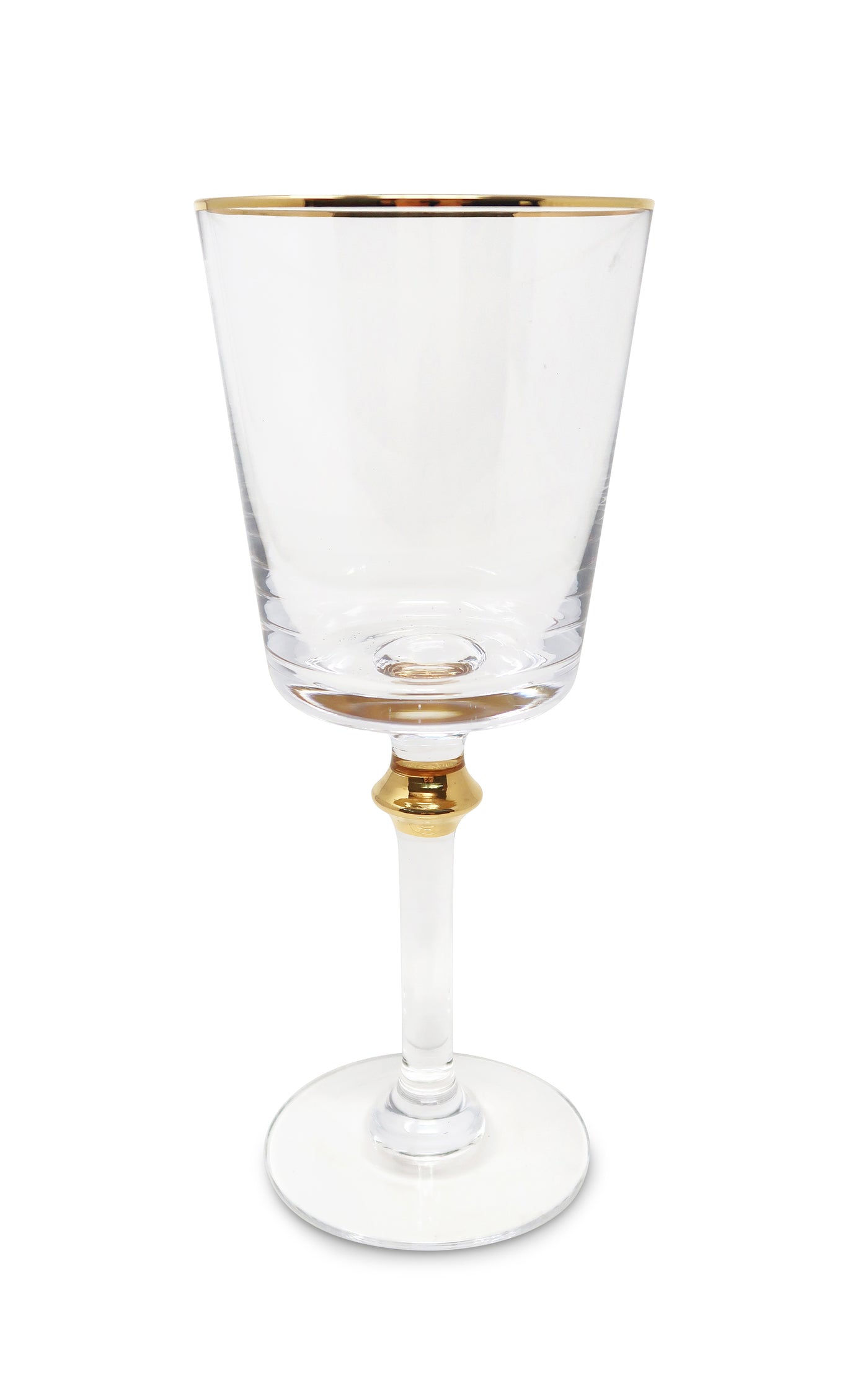 Set of 6 Water Glasses with Gold rim and on Stem