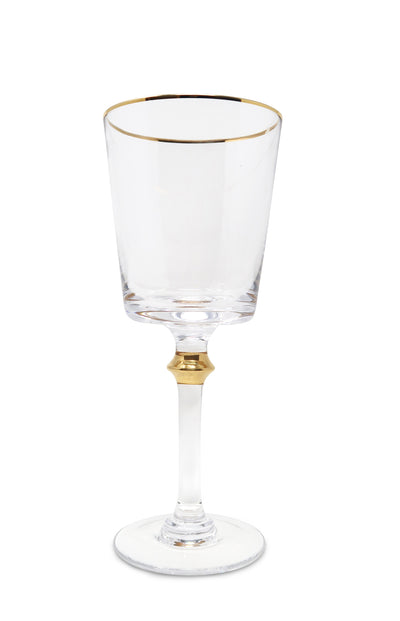 Set of 6 Water Glasses with Gold rim and on Stem