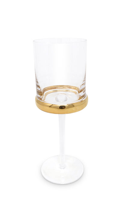 Set of 6 Square Glasses with Gold Ring