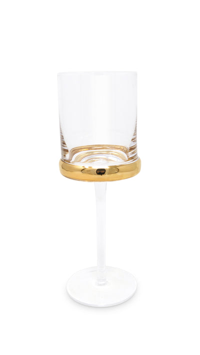 Set of 6 Square Glasses with Gold Ring