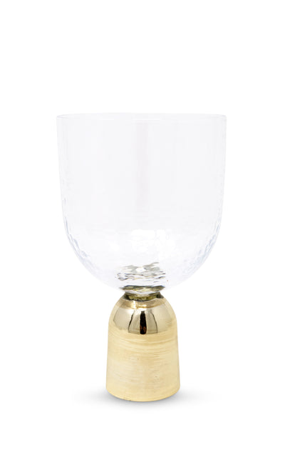 Set of 6 Hammered Water Glasses on Gold Pedestal