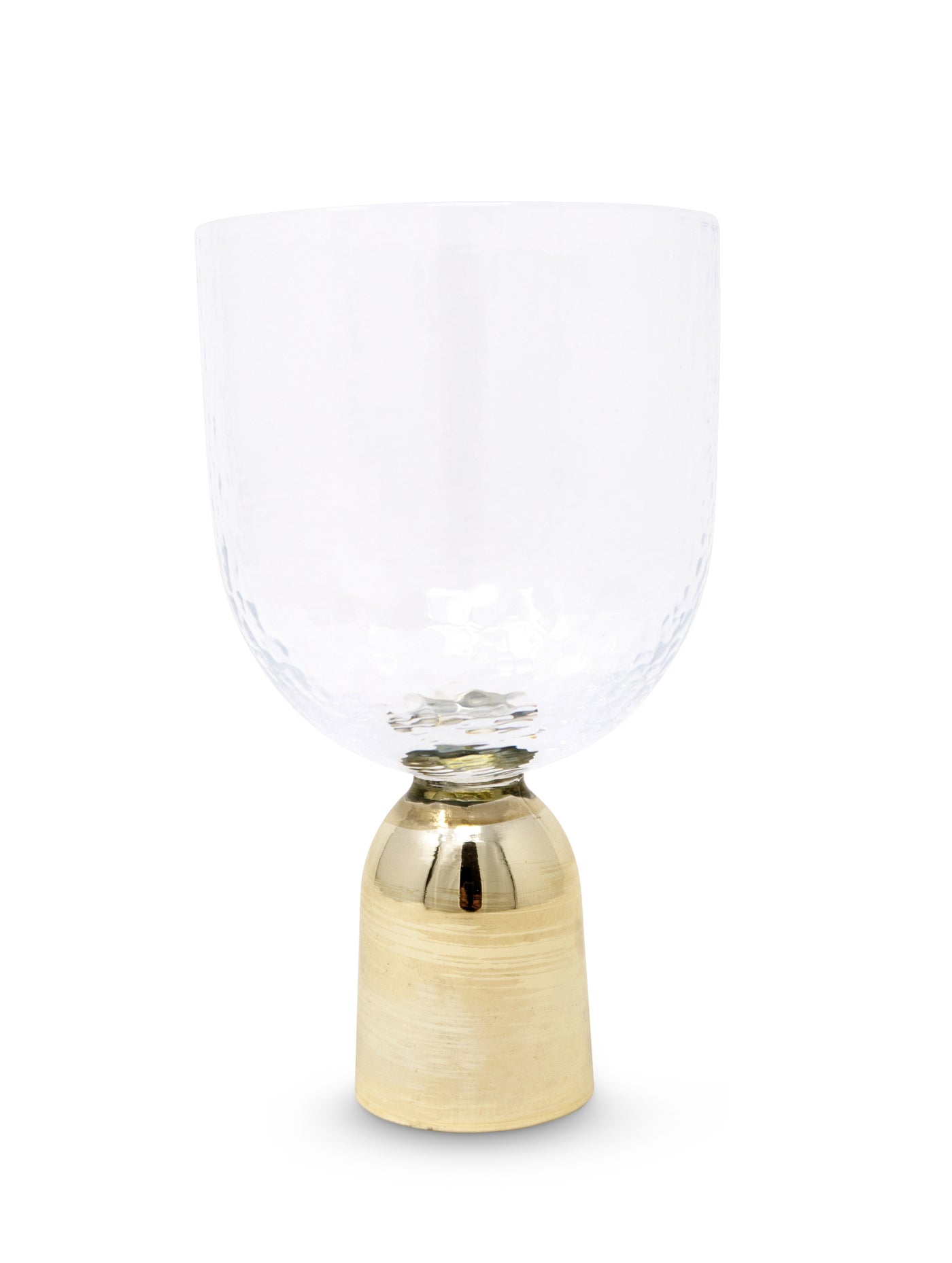 Set of 6 Hammered Water Glasses on Gold Pedestal