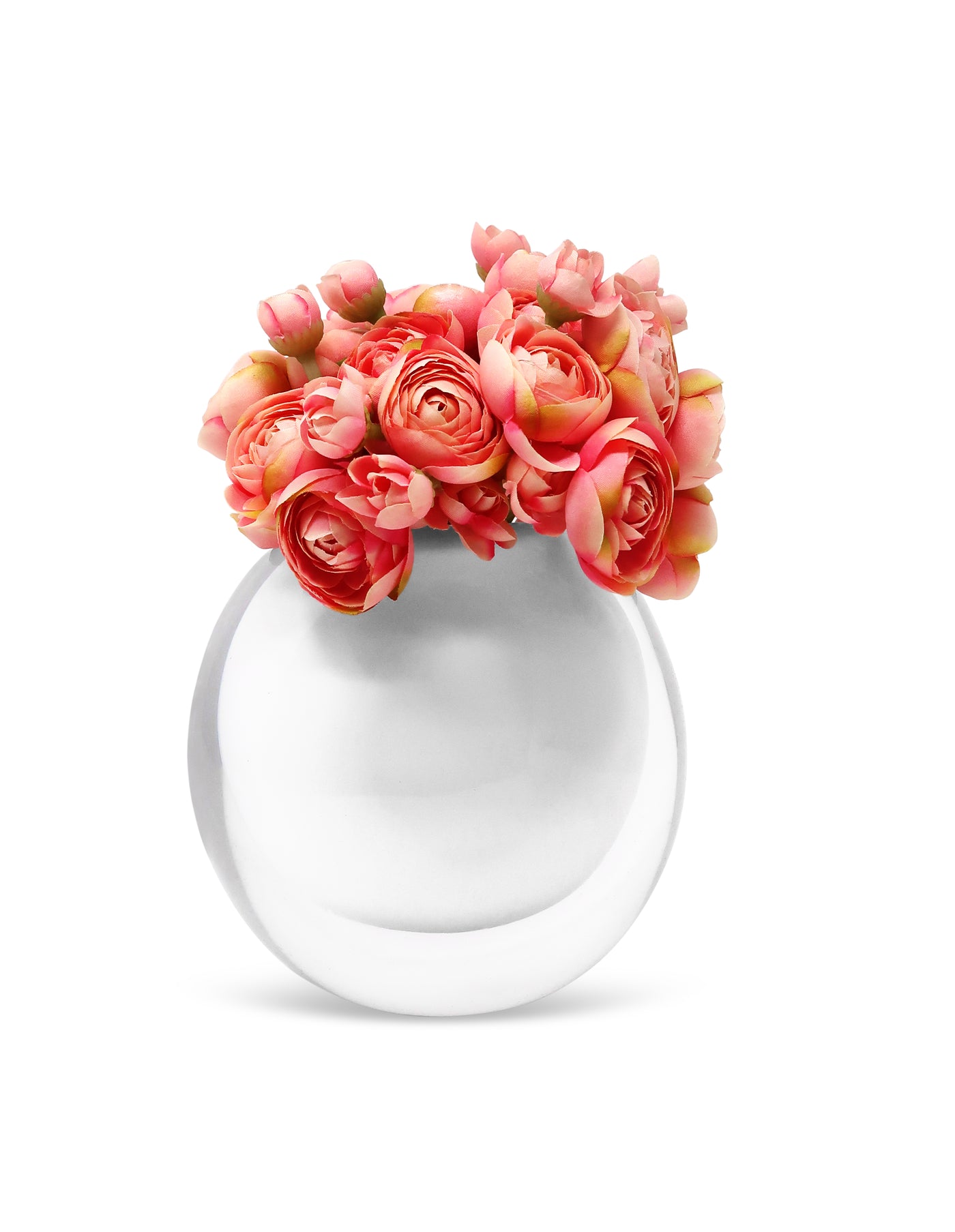 Double Wall White Inlay Glass Vase with Pink Flowers