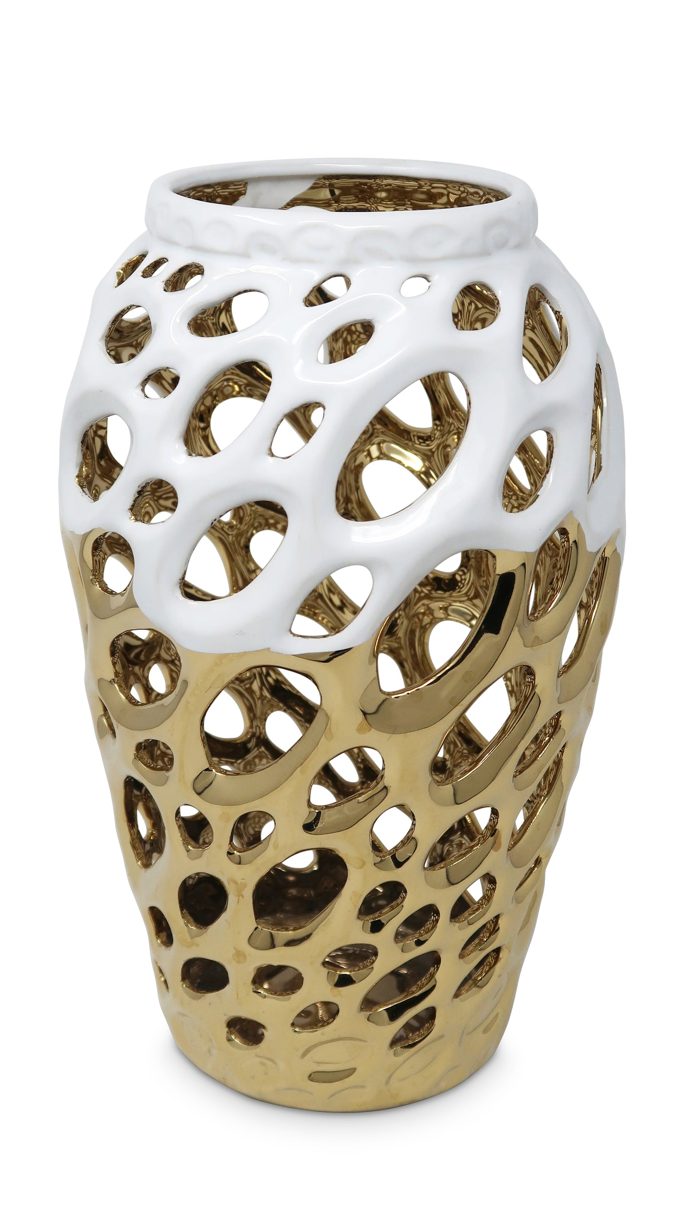 Gold and White Design Vase