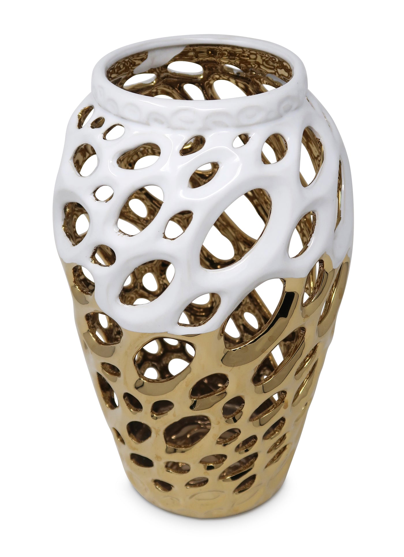 Gold and White Design Vase