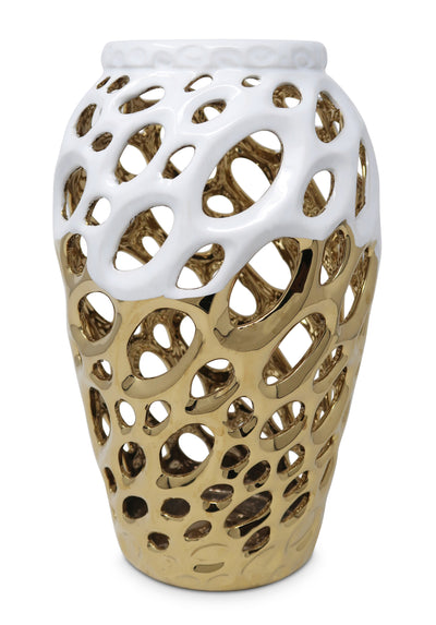 Gold and White Design Vase