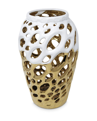 Gold and White Design Vase