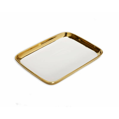 Gold Edged White Oblong Tray