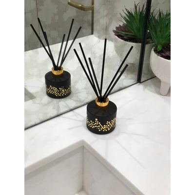 Gold Spotted Black Bottle Diffuser, "English Pear & Frees" aroma