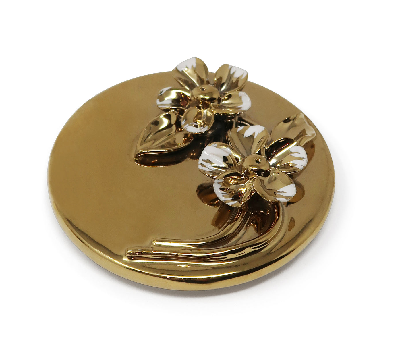 Gold Decorative Candle With Flower Design Lid