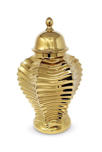 Gold Ginger Jar with Pleat Design